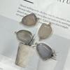 1Pc, Energy Natural Stone Gray Agate Connector with Golden Edge, Stylish Women Men Pendant Connector for Jewelry Making DIY Crafts Gift 27×37mm