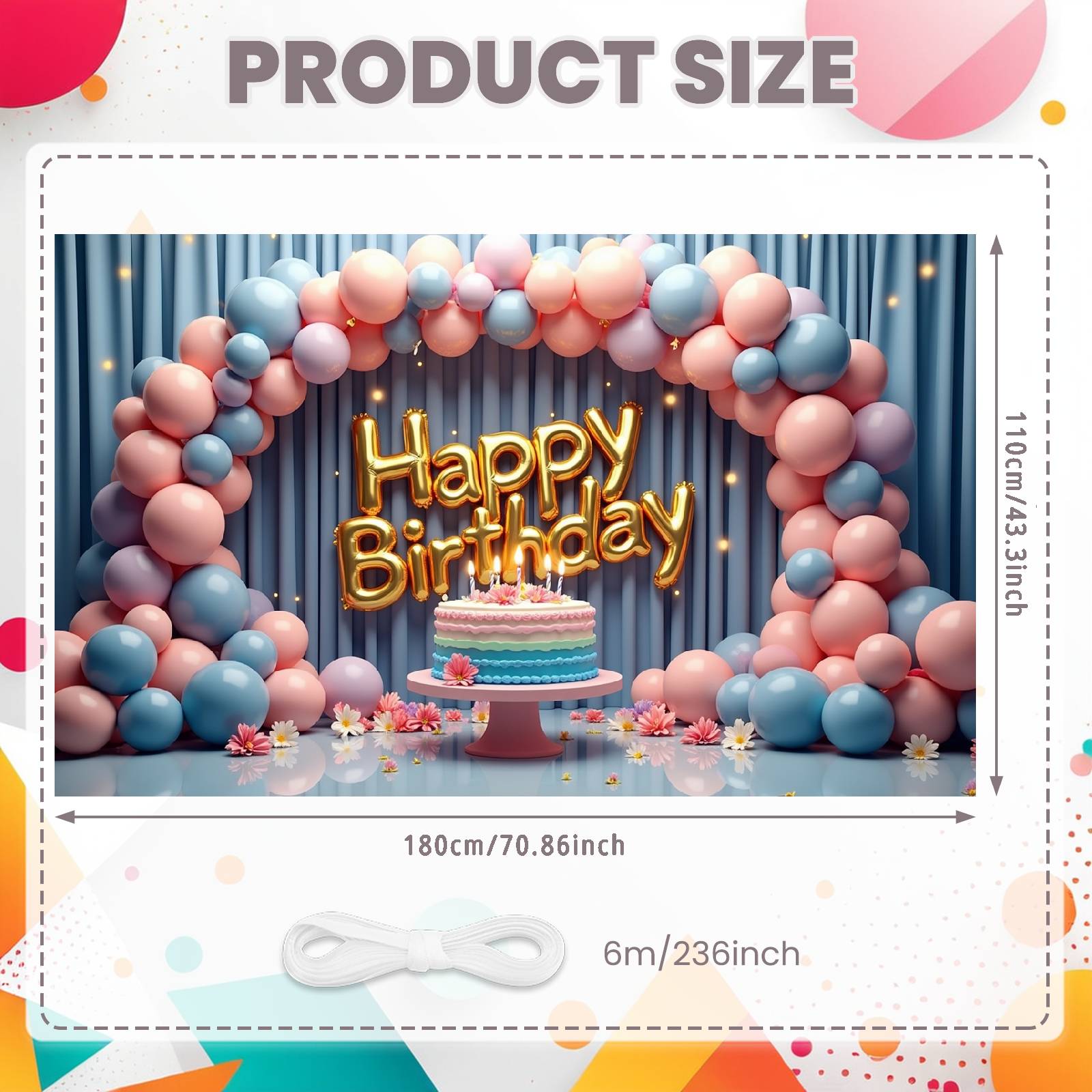 

Birthday Decor Banner Festive Celebration Display Joyful Display Floral Decorations Birthday Party Backdrop For Birthday