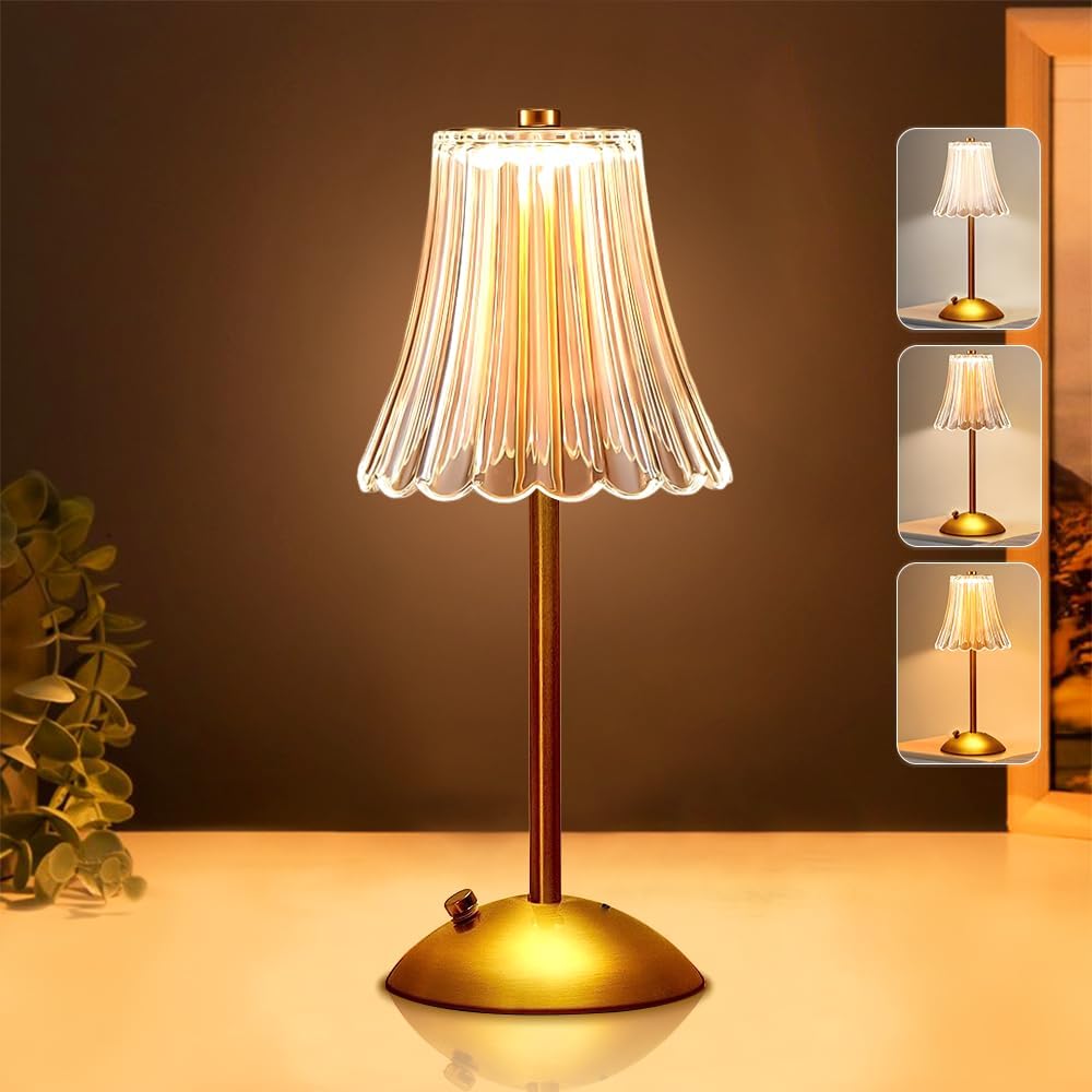 

Crystal LED Table Lamp Touch Sensor Desktop Night Light Rechargeable Reading Lamp for Bedroom Bedside Hotel Bar Decor Dimmable