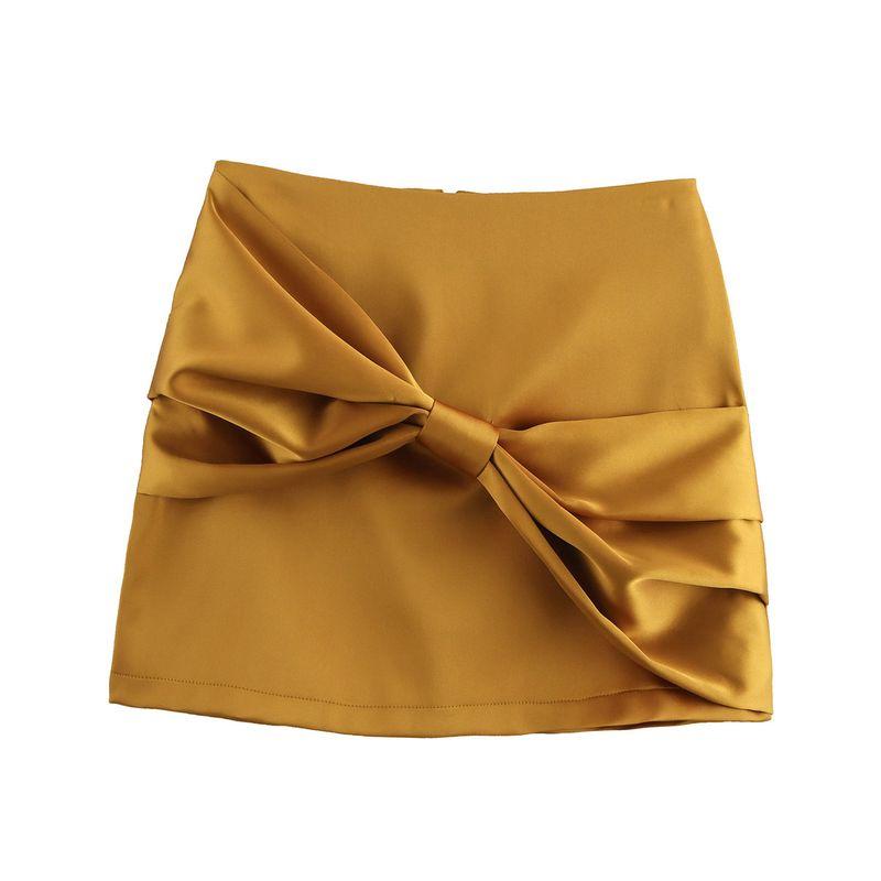 

Jnleaog Autumn New Women s Clothing Fashion Style French Style Fashion All-Match Casual Bows Glossy Skirt