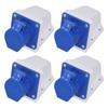 4 Sets Industrial Socket 3 Pin Power Connector Surface Mounting Outlet IP44 Waterproof 220?250V 16A
