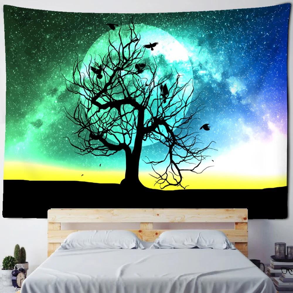 Kleurrijk Levensboom Wandkleed Wanddecoratie Natuurlandschap Hippie Tapijt Psychedelische Hekserij Esthetiek Kamer Woondecoratie