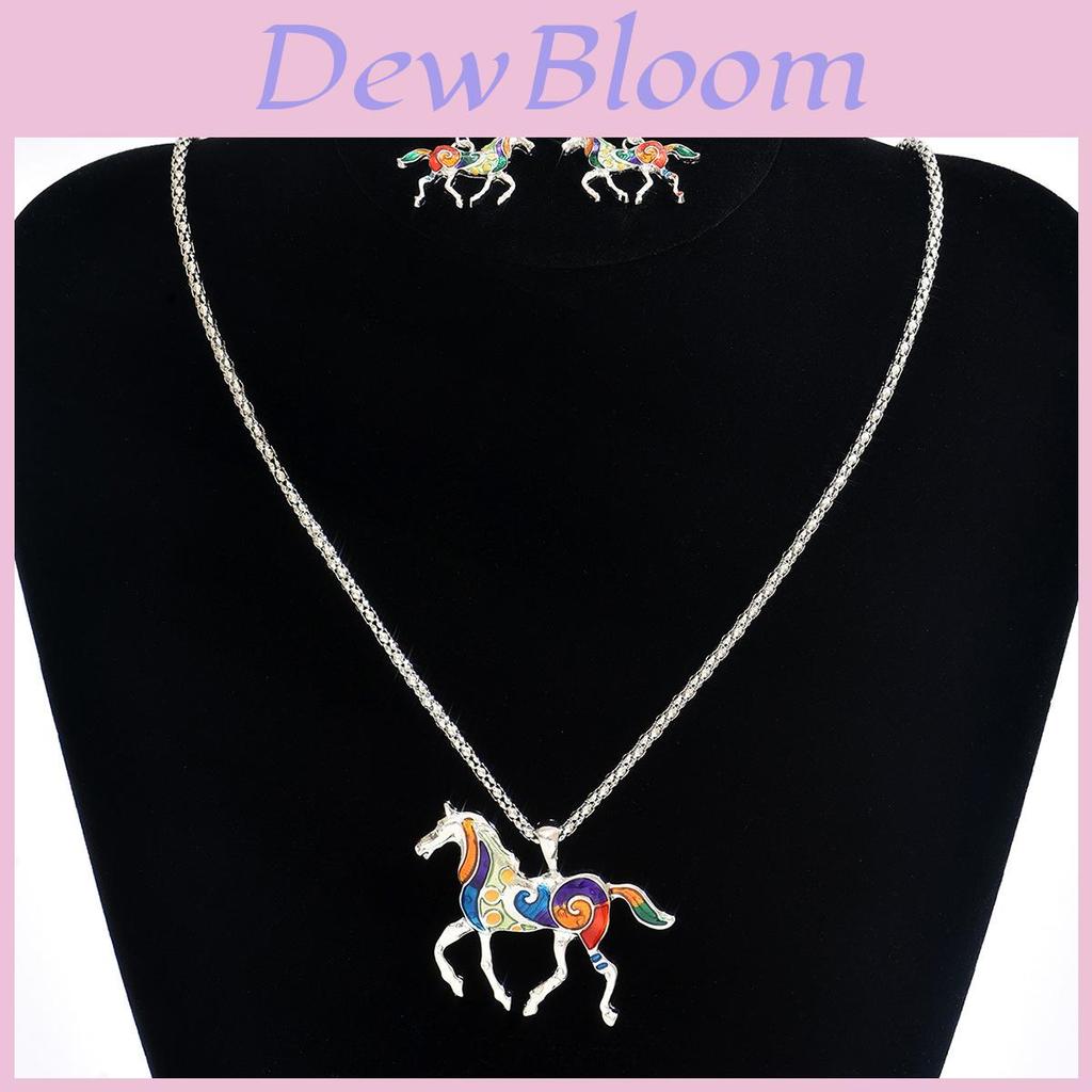 Animal Horse Pendant Necklace With Colorful Oil Drop Design For Women Summer Fashion