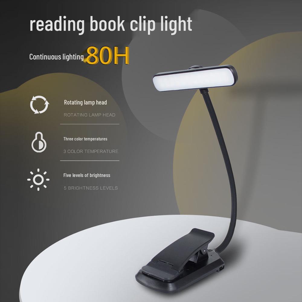 Cross-border Double-row 24-Light Rotating Lamp with Eye Protection Type-C Charging for Creative Reading