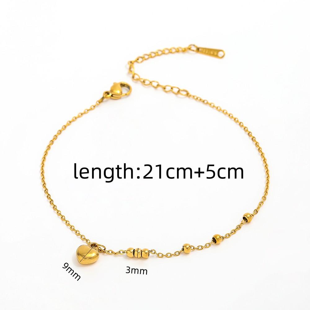 Fenny 18K PVD Gold Plated  Tarnish Free Fashion Simple Love Heart Pendant Beach Stainless Steel Anklet for Women золотой