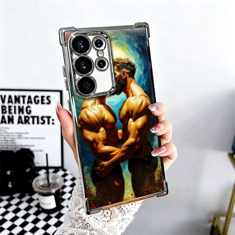 Muscle Man Gay Fitness Soft Phone Case For Samsung Galaxy S26 Ultra S25 Edge S24 FE S23 Plus S22 S21 + S20 Plating Anti-Fall Fun