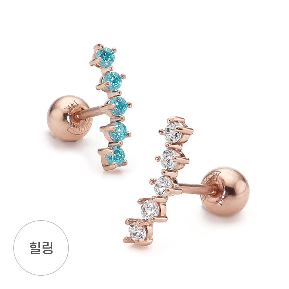 [Dorocy] 14K Wave Q Piercing (1 piece)_White Cubic