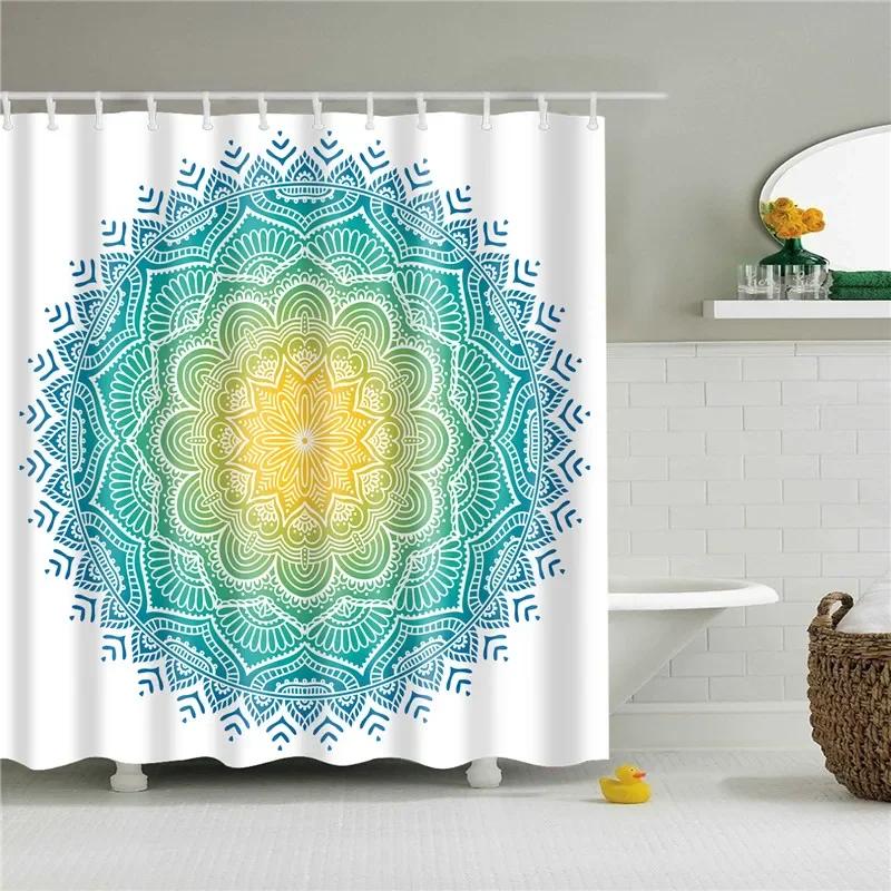 

Мультяшная шторка для душа для ванной 3D геометрический узор Водонепроницаемая шторка для душа с 12 крючками Домашние украшения 90*180cm