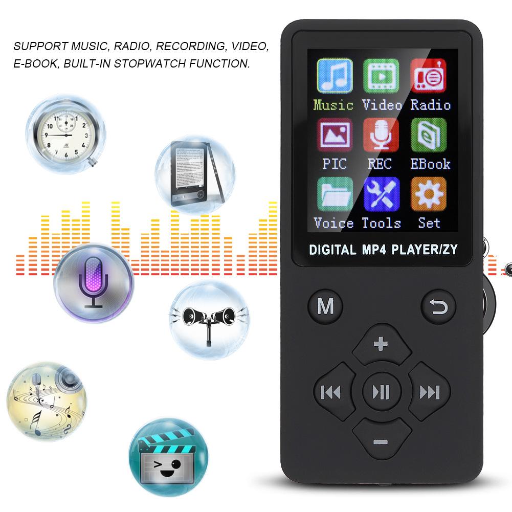T1 Music MP3 MP4 Player Bluetooth Support 32G Memory Card Crossshaped Buttons Black