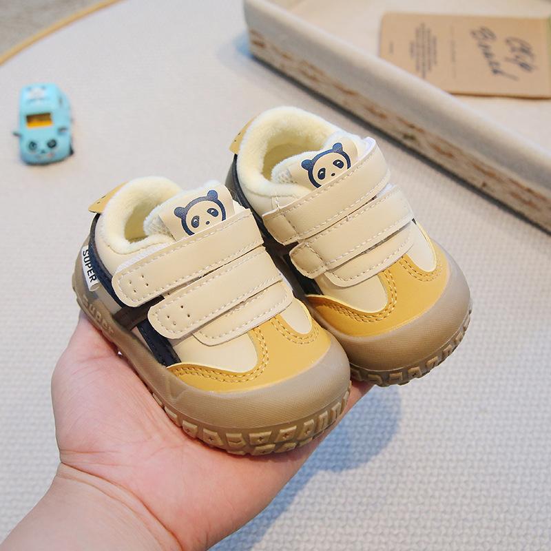 Toddler First Walker Shoes Winter Fleece Lined Soft Sole Warm Baby Sneakers Cute Slip Casual Footwear For Boys Girls 1-3 Years