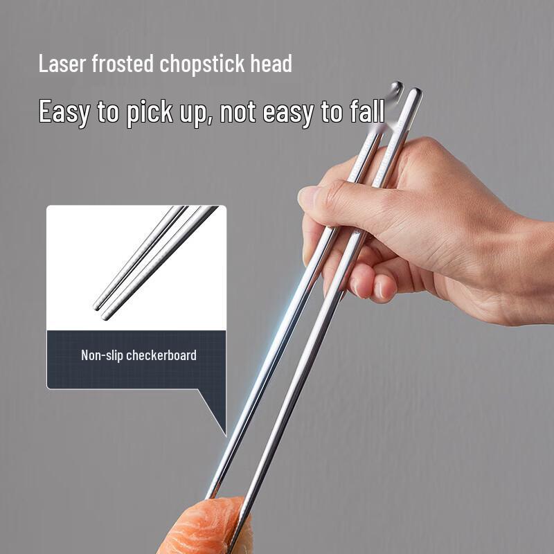 COOKER KING 316L Stainless Steel Antibacterial Chopsticks (5 Pairs)