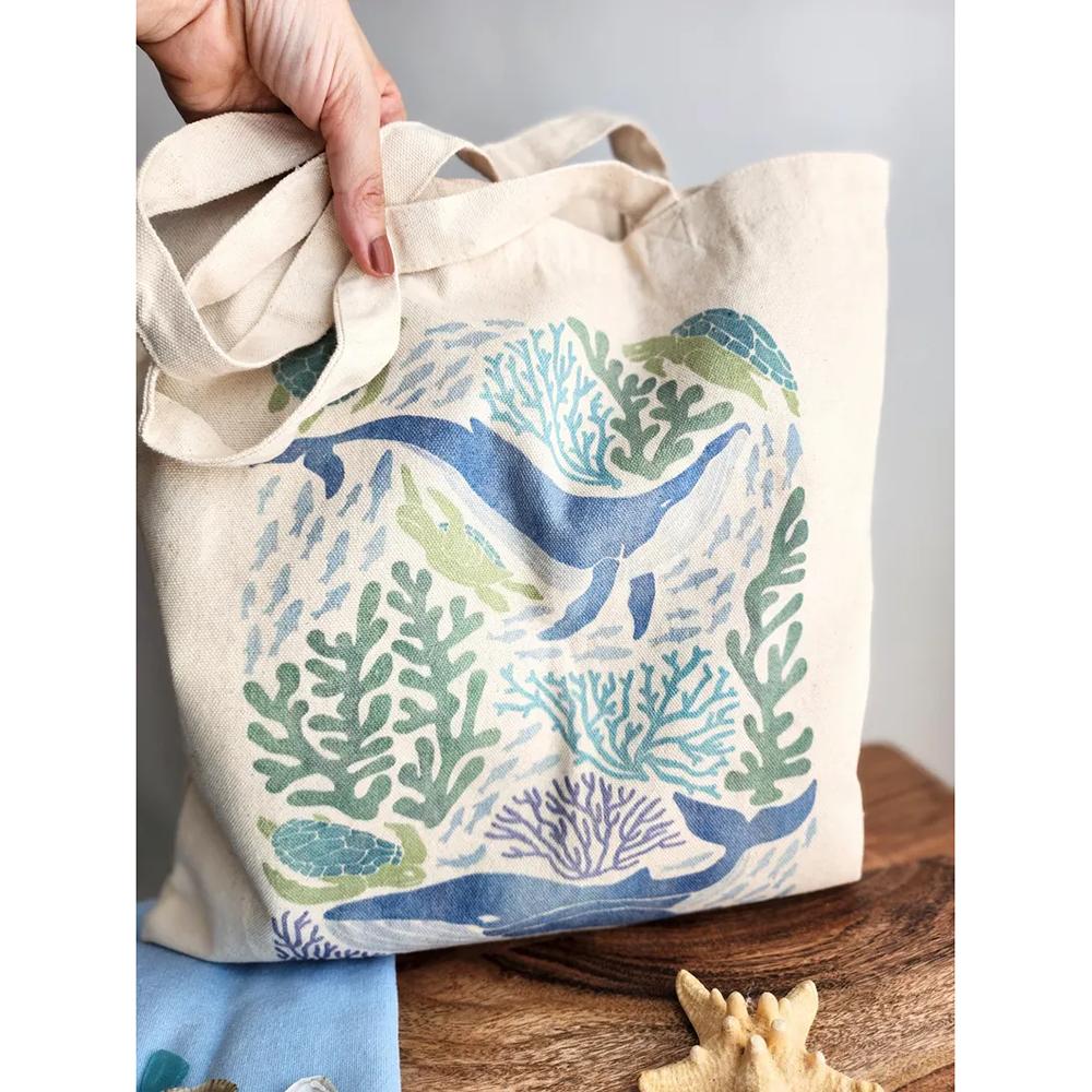 Ocean Tote Bag Ocean Lover Gift Mermaid Whale Tote Bag Summer Beach Wedding Bachelorette Party Bridal Shower Gift Back To School