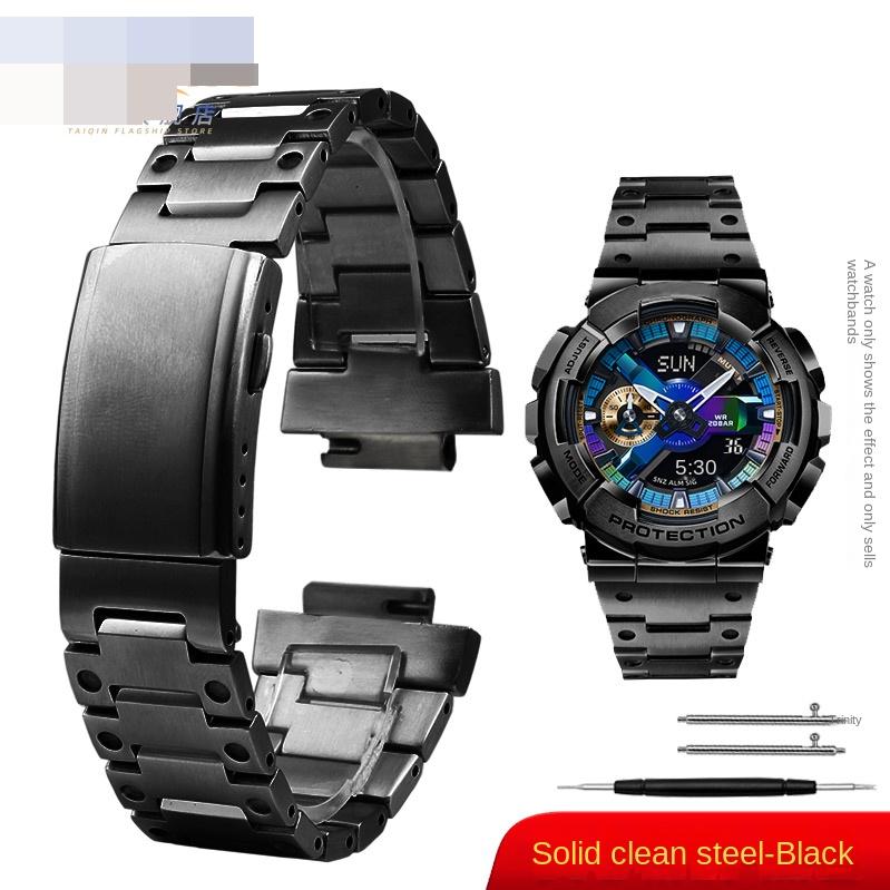 golden Black stainless steel solid turtle buckle strap 16mm for Casio G-Shock GM-110 GA-110GB small steel gun metal Watchband