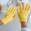Bear knitted wool gloves winter warm touch screen cute solid color embroidery split finger opening leak finger tide