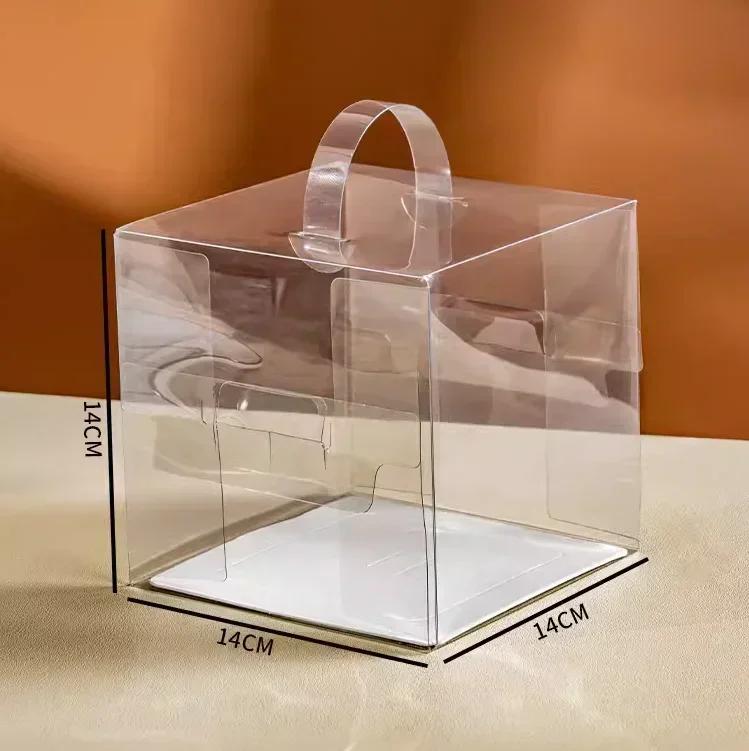 20piece Mini Birthday Cake Box 3 Inch Pastry Portable Boxs Square Fully Transparent Plastic Portable Packaging For Desserts