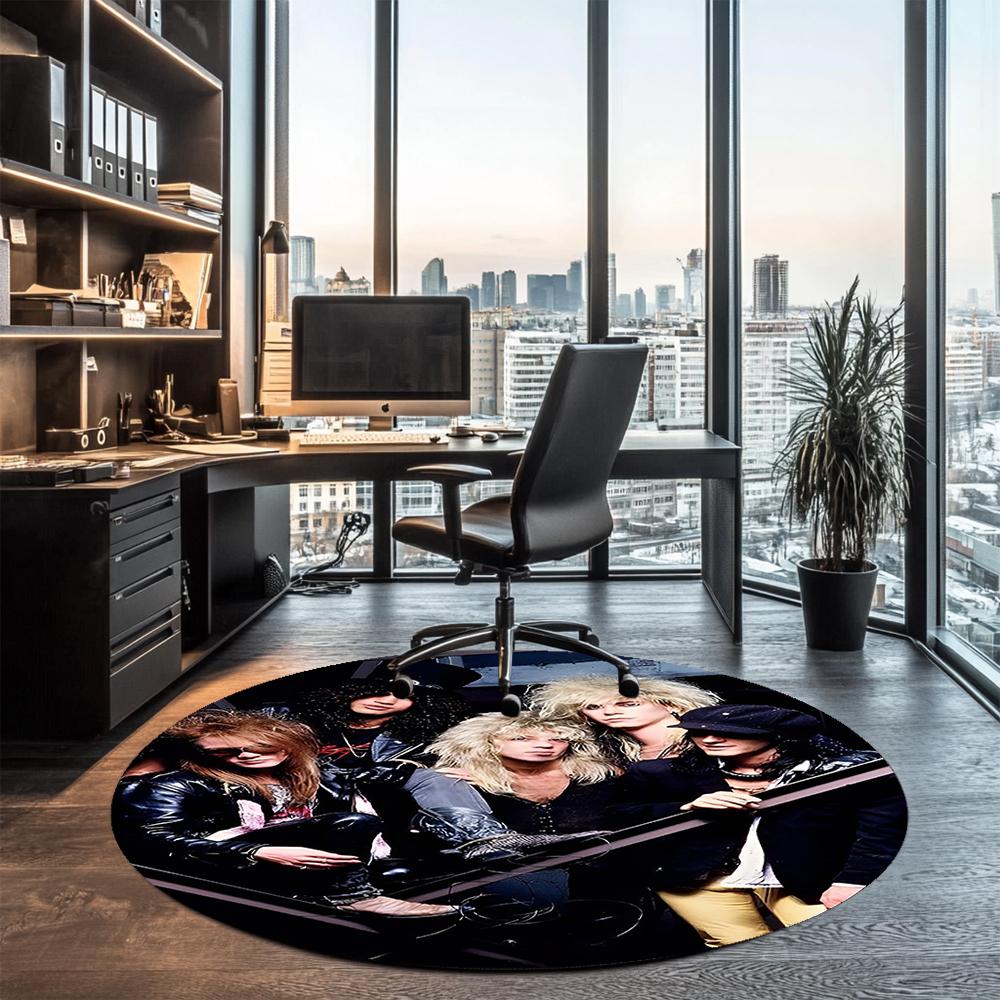 Guns N Roses Printed Round Rug Carpet Chair Rug Area Rug Entryway Doormats,for Office Chair Living Room Bedroom Kitchen Room.