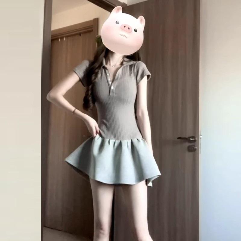 American Spice Girl Temperament College Style Dress Women's Clothing, Summer New Small Slim a Word Short Skirt
