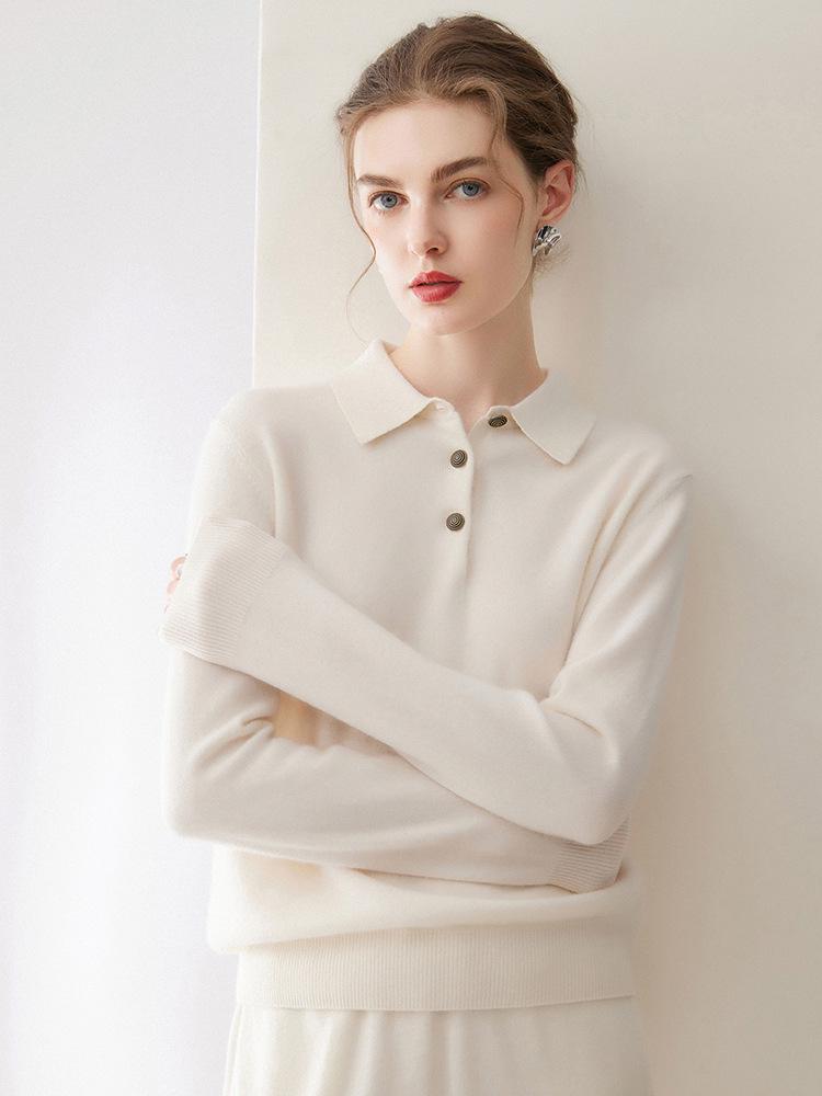 Kang Sai Ni Pure Cashmere Women's Polo Neck Pullover - 2026 Autumn/Winter Commuter Base Layer