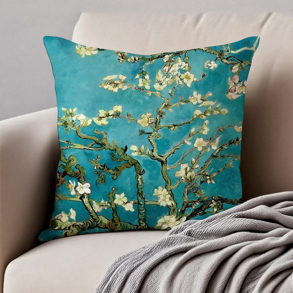 Post Impressionism VVincent Willem van Gogh Cushion Cover Pillowcase Antidustmite Invisible Zipper Short Plush Sofa Cushion