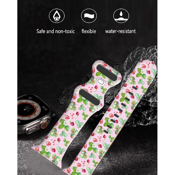 Sport Watch Bands Compatible with Apple Watch Band 38mm 40mm 41mm for Women Men, Adjustable Soft Silicone Replacement Smartwatch Wristband for iWatch