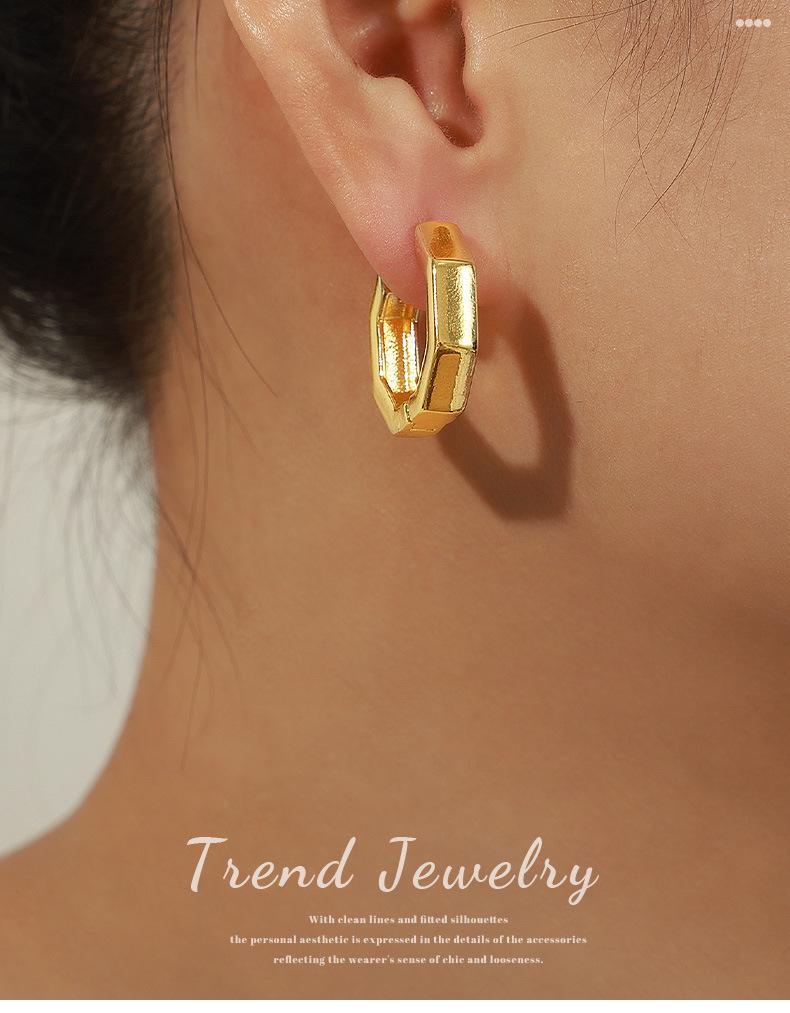 18K Gold Plated Geometric Polygon Earrings - Elegant & Versatile Design