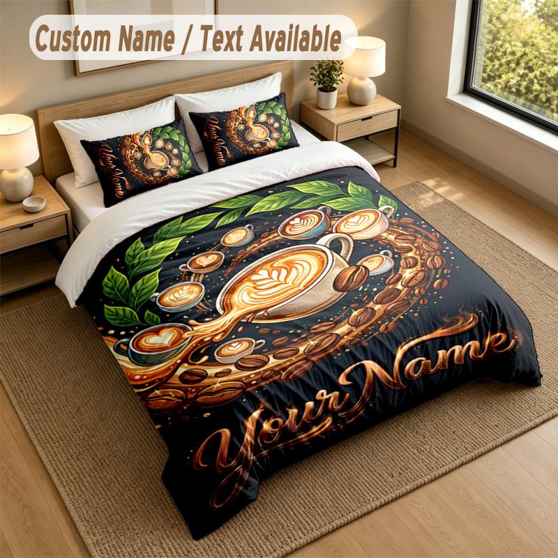 Decorative Artwork Theme Personalized 3Pcs Bedding Set Custom Text & Name 1 Sheet 2 Pillowcases Household Bedding 1pc