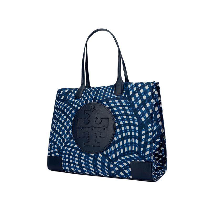 TORY BURCH Tangli Baiqi Ella Embossed Logo Printed Striped Tote Bag Tote Bag Shopping Bag Artificial Leather Polyester (Polyester Fiber) 145610-401