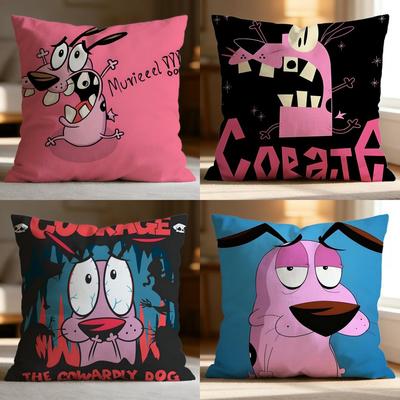 Hot CCourage the Cowardly Doger Cushion Cover Soft Washable Pillow Case Multi-Scene for Couch Bed Travel Office Use