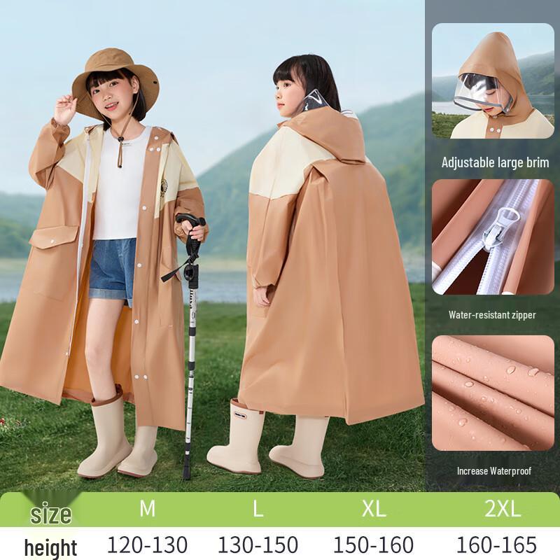 Children s Thickened Rain Poncho with Backpack Slot
