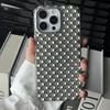 Matte Silver Hollow Out Beads Phone Case For iPhone 13 14 15 16 17 Pro Max 17 Air Summer Heat Dissipation Back Cover