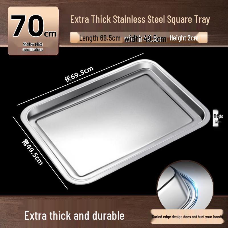 Heavy-Duty 304 Stainless Steel Rectangular Tray