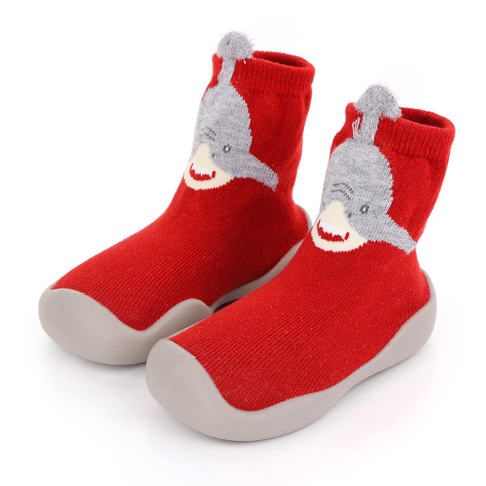 

(СУ)Baby Boy Girl Cartoon Warm Floor Nocks Гумова підошва взуття Anti-Slip First Walker 21 червоний