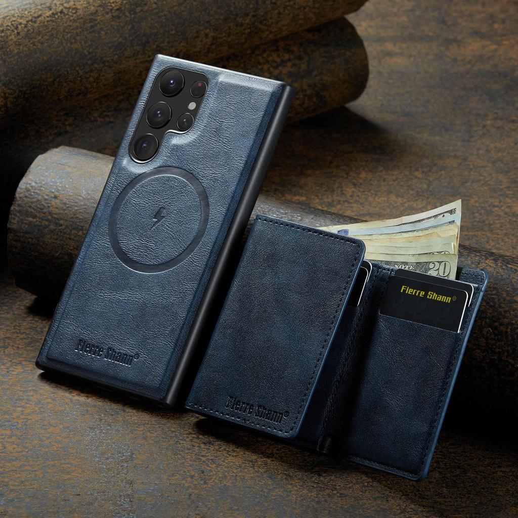 Samsung S25 Ultra Magnetic Card Holder Wallet Case - Drop-Proof with Card Slots, Also Fits S24 Plus