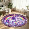 Wild Animals (437) Theme Round Crystal Velvet Rug Custom Name Text Personalized Floor Mat Home Decor Non Slip Crystal Carpet