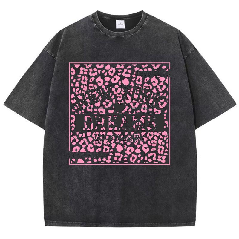 

New York Women s Hip-hop Style Washed Short-Sleeve Summer T-shirt 2XL