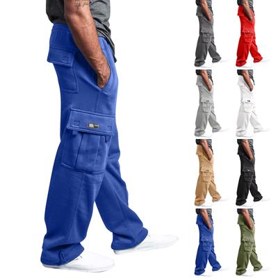 Men's Rope Loosening Waist Solid Color Pocket Trousers Loose Sports Trousers