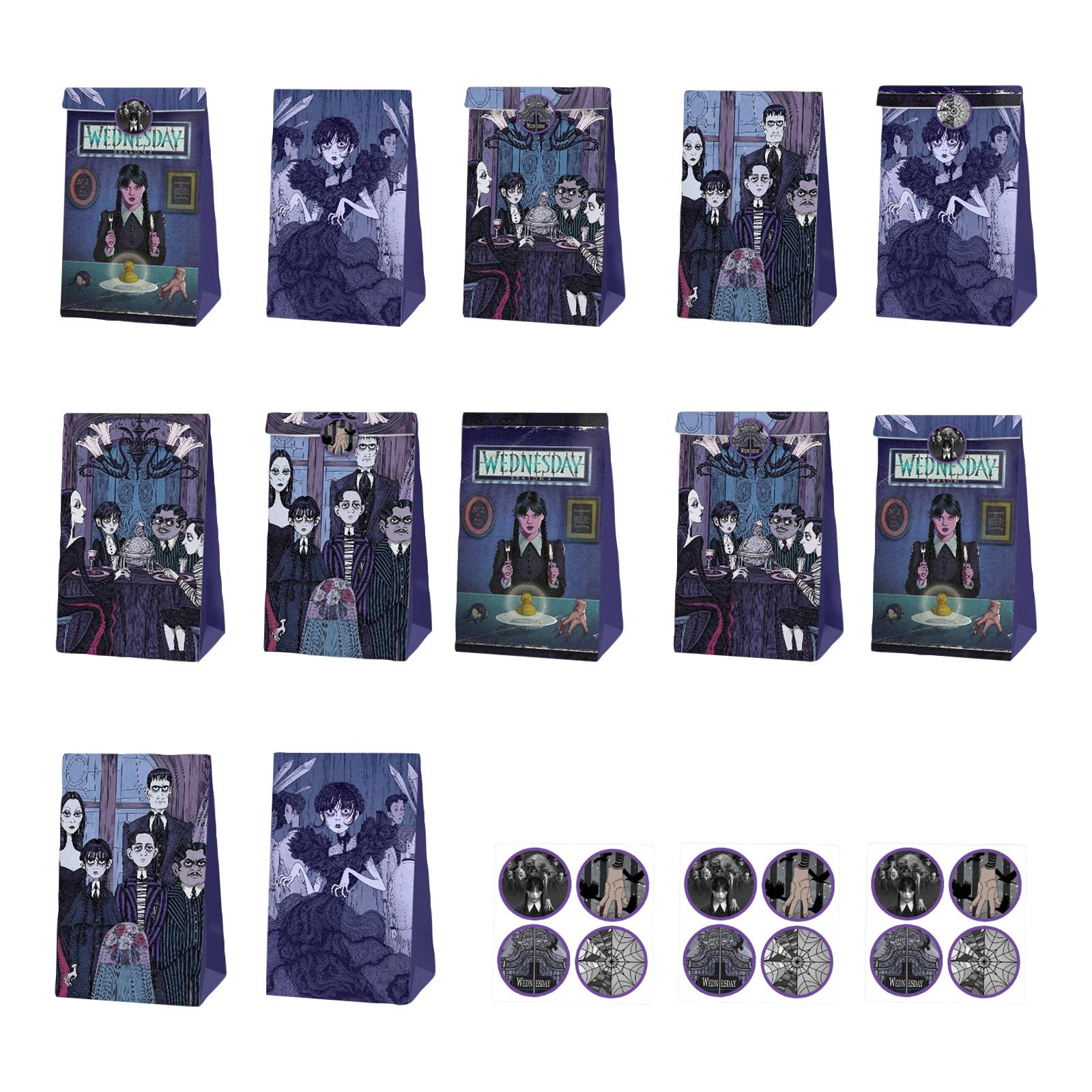 

Bag Flat Mouth Gift Bag Sticker Four Styles Eight Patterns 12 Paper Bags 12Stickers Holiday Gift Bags One Size чёрный