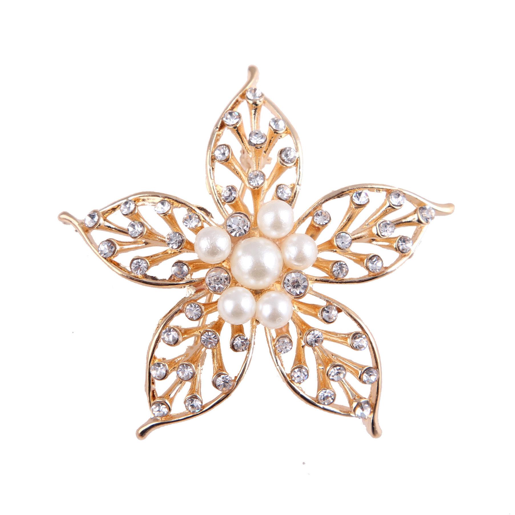 

Fashion Pearl Pentagram Brooch Female Corsage Corsage Brooch Corsage Ornaments Exquisite Hypoallergenic Luxury Enamel Brooch Long-Lasting Color Gift