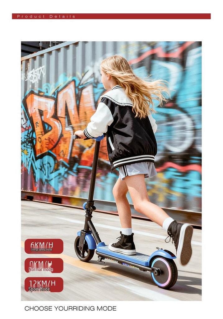 Patinete Eléctrico Plegable para Niños con Ruedas Intermitentes - Adecuado para Adolescentes y Adultos