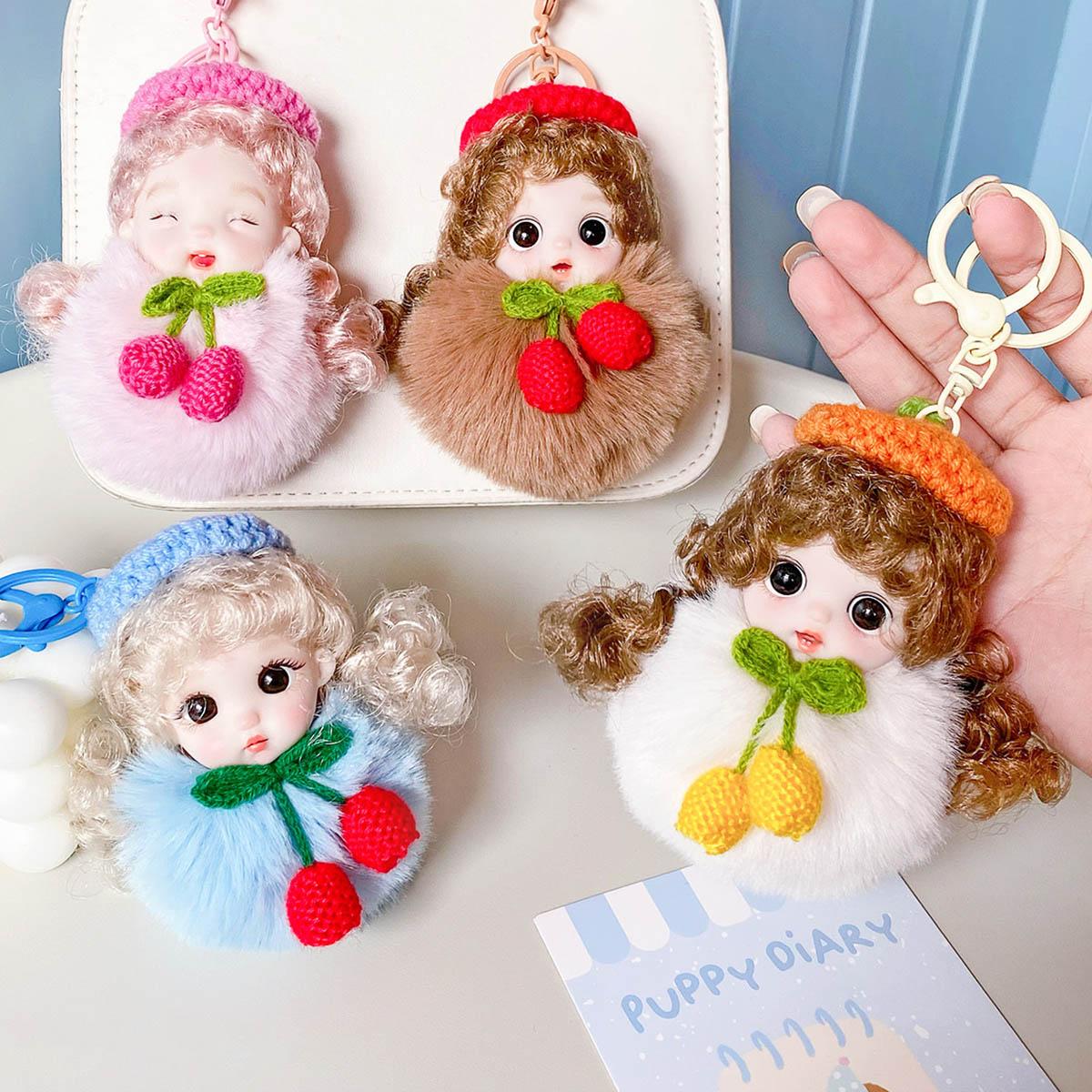

Cute Plush Cherry Maruko Princess Doll Keychain Pendant Soft Plush Ball Kawaii Face Princess Doll Bag Decor Cute Birthday Gift