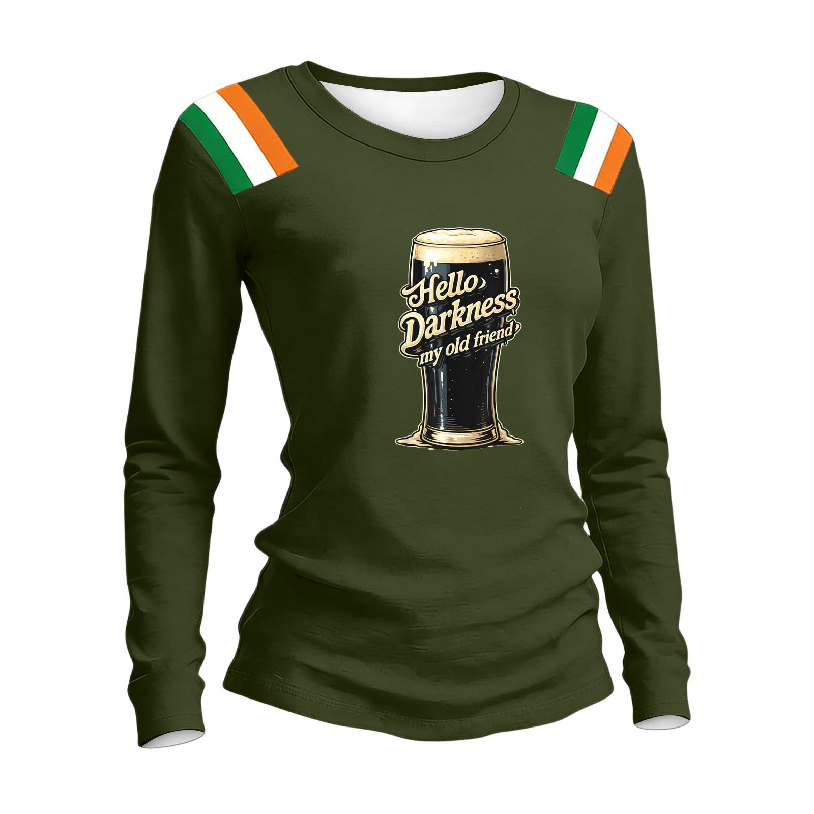 

Женский модный повседневный топ-свитер с принтом, круглым вырезом и длинным рукавом L армия зеленый