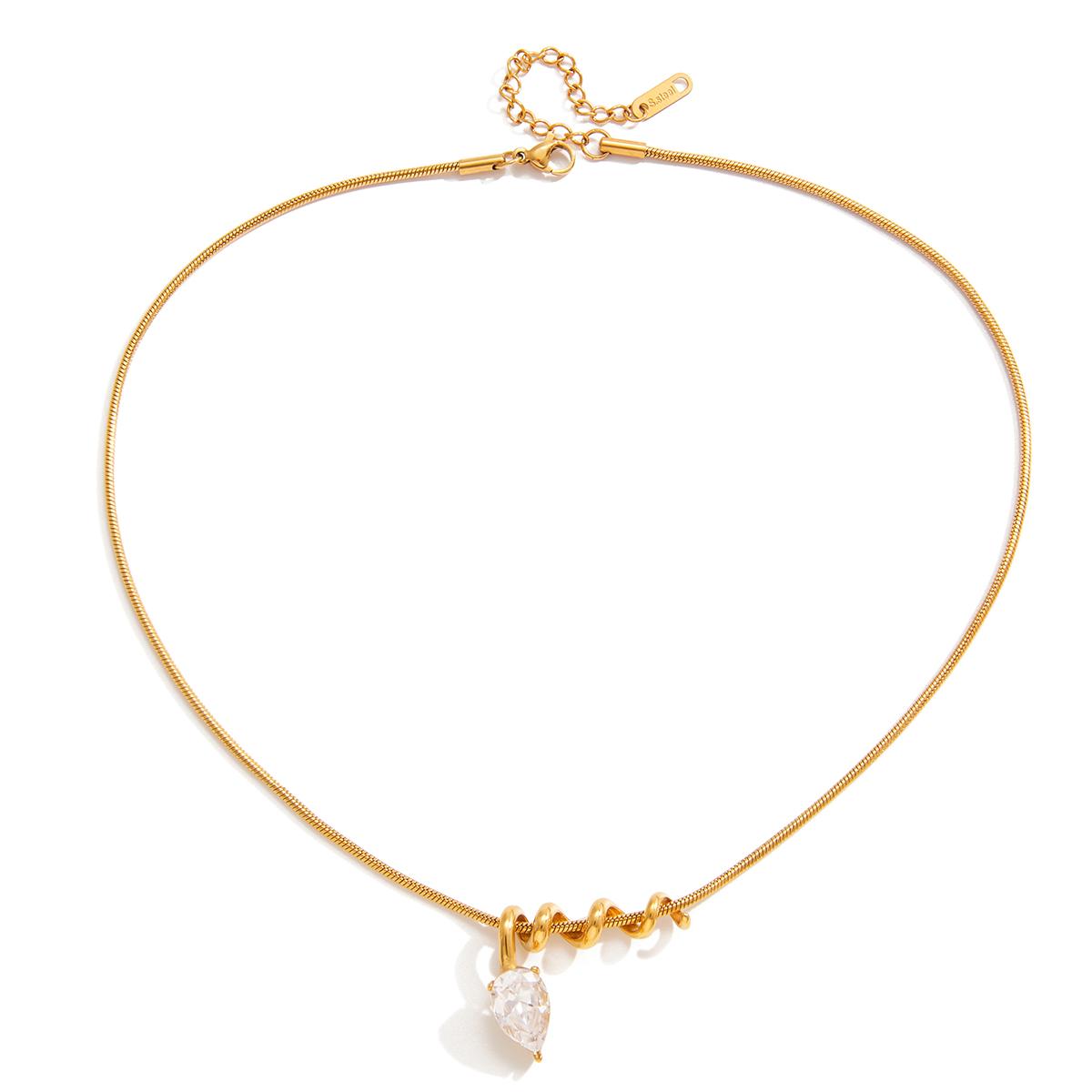 Yori White Shiny Teardrop Cubic Zirconia Spiral Pendant Necklace Delicate Fashion Jewelry Valentine s Day Gift Accessories