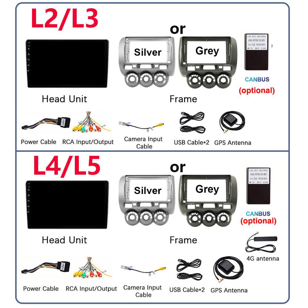 2 Din Android 14 Car Radio For Honda Fit Jazz City 2002-2007 Multimedia Video Player Navigation GPS 4G Carplay Auto Stereo RDS