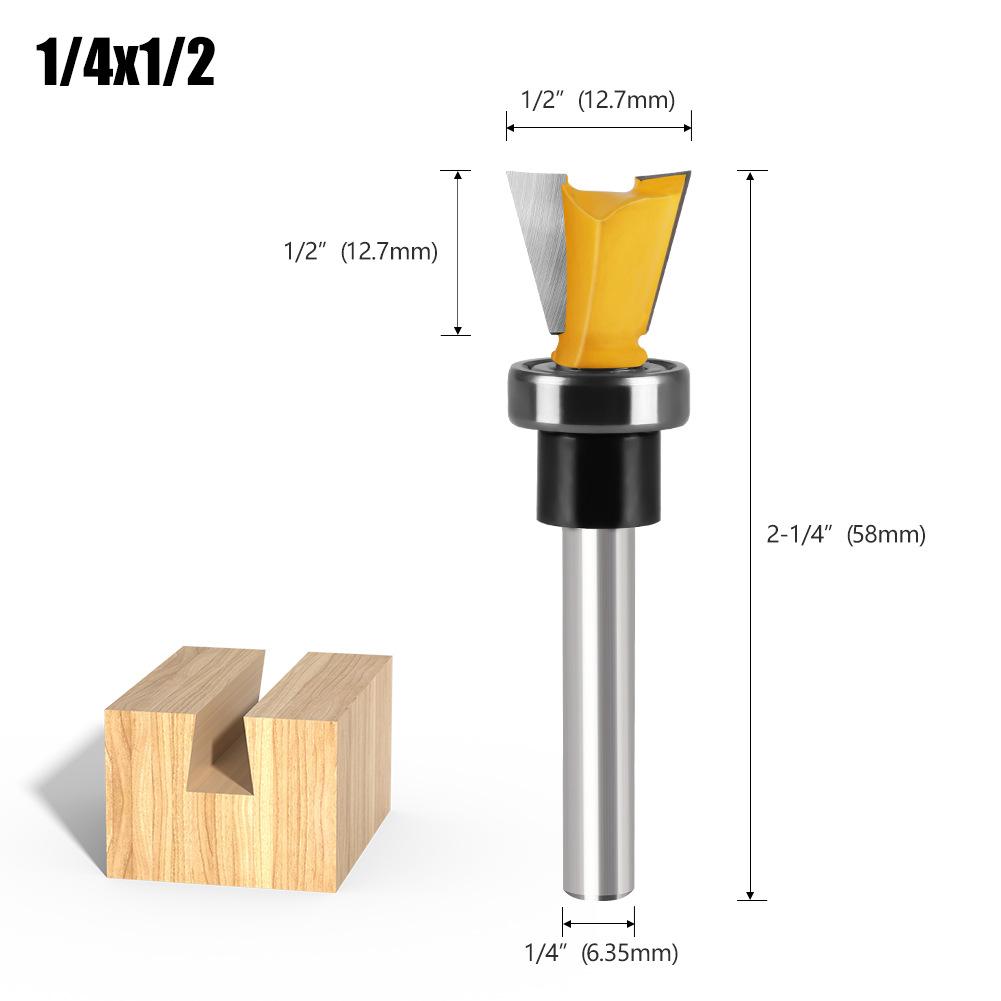 Bearing Imitation Dovetail Knife Slotting Trimming Machine Head Mouth < Unk > Knife 1/4 Handle Tenon Knife Engraving Machine Woodworking Cutter