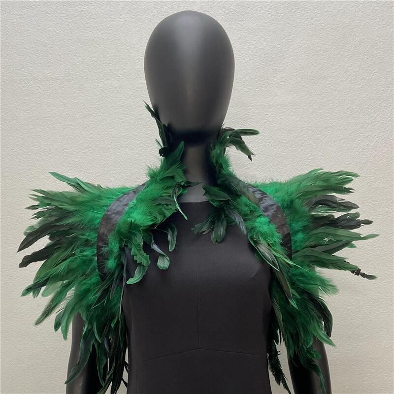 Feather Shawl Cape Costume Cloak With Faux Fur For Performance And Dance Shows