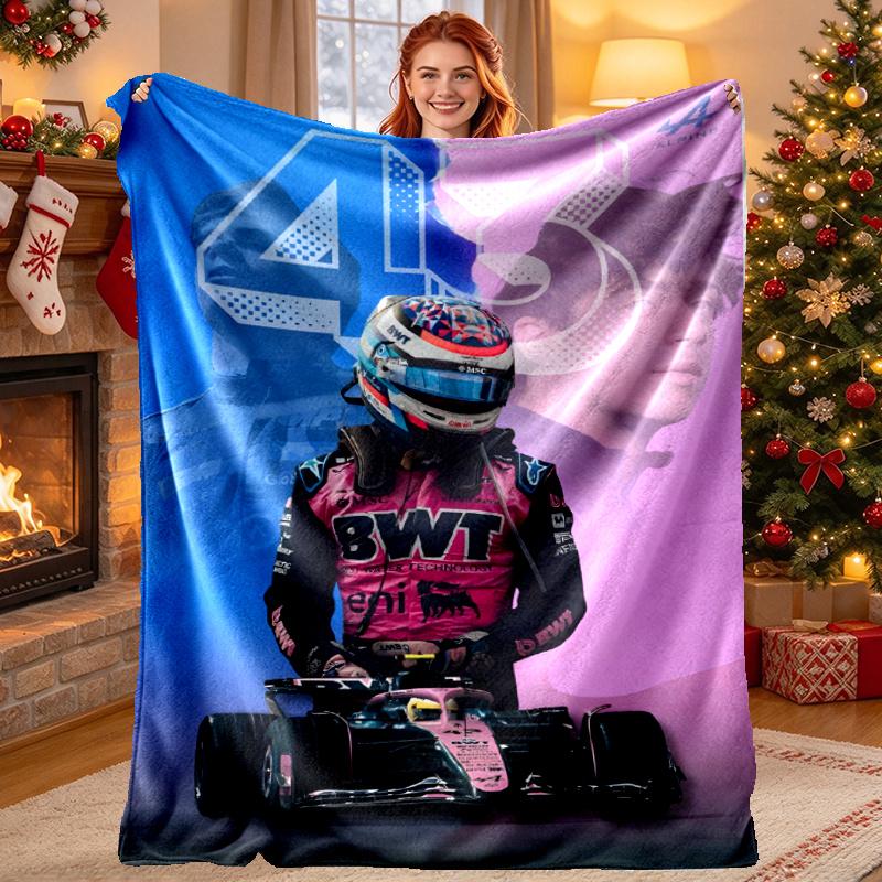 BWT Alpine F1 Racing Team (2) Pattern Blanket for Home Decoration, Bed, Sofa, Car Travel, Camping, Suitable for All Seasons, Birthday Christmas Gift
