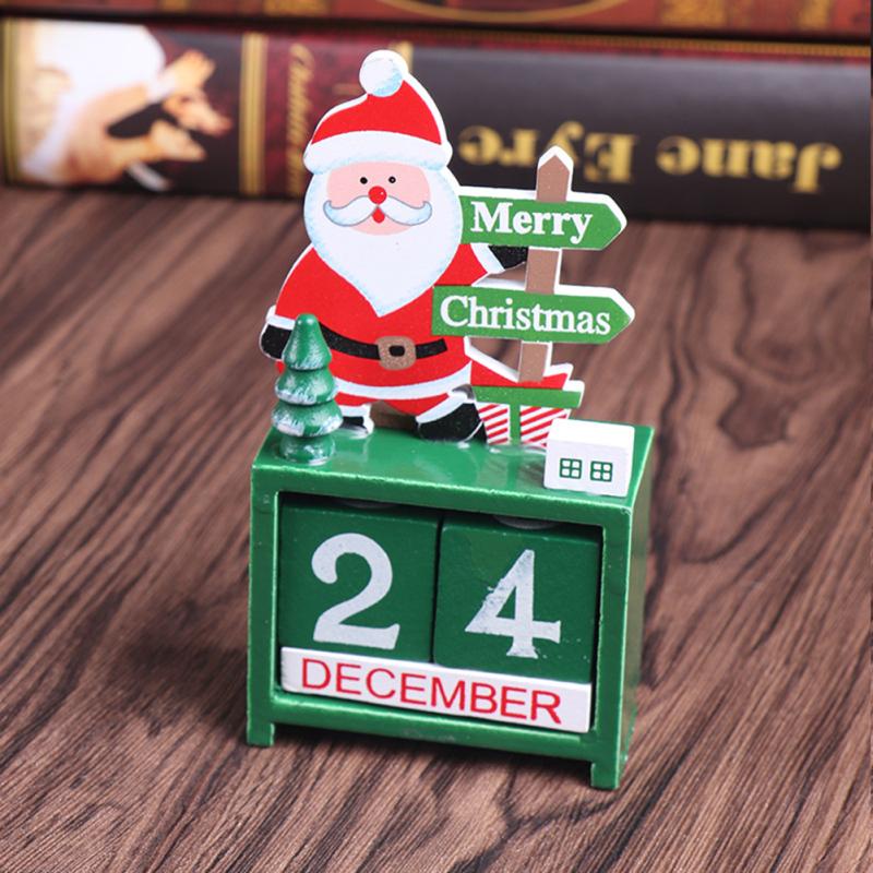 Christmas Mini Wooden Countdown Calendar Ornament Adjustable Date Children Holiday Gifts For Desktop