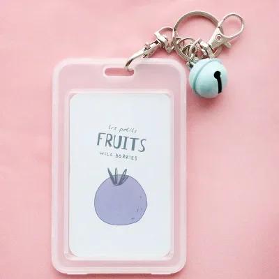 Cute Cartoon Card Cover Fashion Card Bag Bank Credit Card Holder Plastic Student ID Bus Card Pass Holder with Keyring Chain