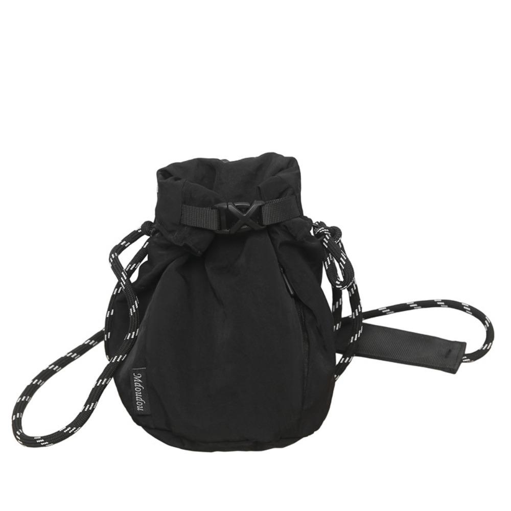 

Корейский стиль сумка-ведро на шнурке кошелек маленькая сумка через плечо нейлоновая сумка на плечо офисный работник чёрный