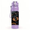 1PC Black Rottweiler Dog Head Print 750ml Color Plastic Sports Water Bottle Leakproof Flip Straw Lid Suitable for Sports Office Home Use